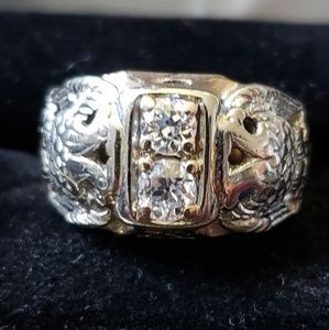 Rare!!! Vintage double diamond/Eagle MASONIC Ring